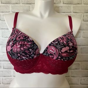 Youmita Paisley Wine & Lace Bra 40F